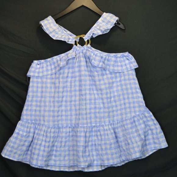 TANK TOP Y2K Plaid 100%cotton Vintage ruffle - Picture 2 of 10